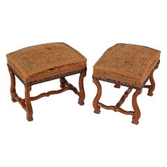 Pair of French Antique Louis XIII Style Foot Stools