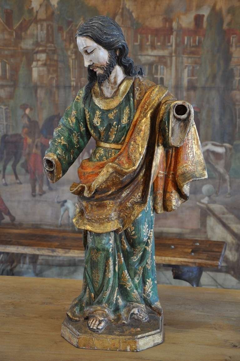 19th Century Spanish Statue of Saint Joseph In Good Condition In Atlanta, GA