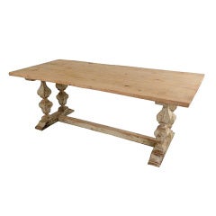 Spanish Antique  Farm Table in Painted and Washed Wood