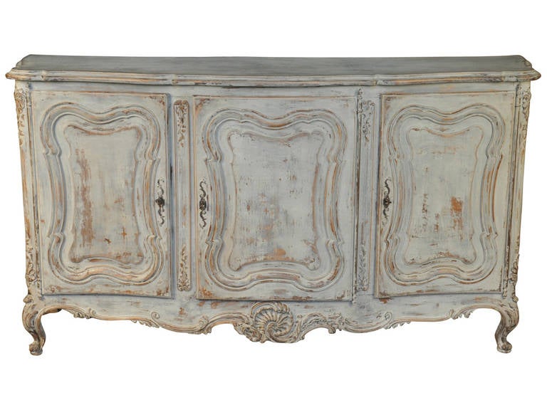 Early 20th Century French Provencal, Three-Door Buffet in Painted Wood