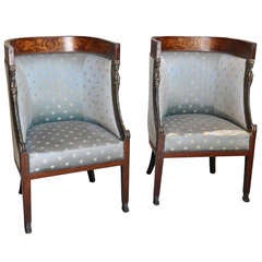 Pair of Italian Late-19th Century Empire Style Armchairs