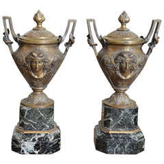 Pair of Mid 19th Century French Bronze Urns