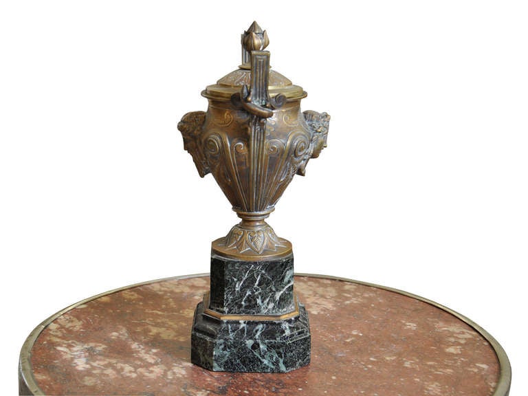 Pair of Mid 19th Century French Bronze Urns In Good Condition In Atlanta, GA