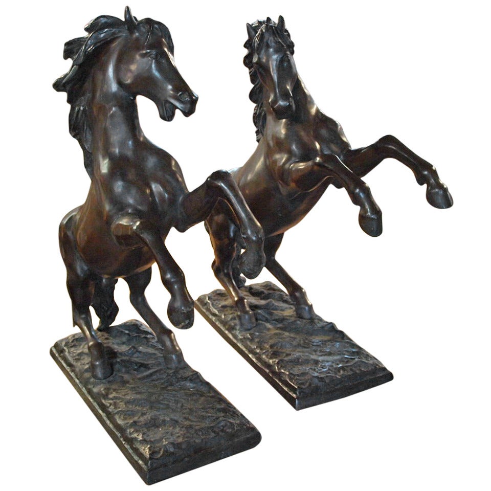 Pair of Mid-19th Century Bronze Andalusian Horses