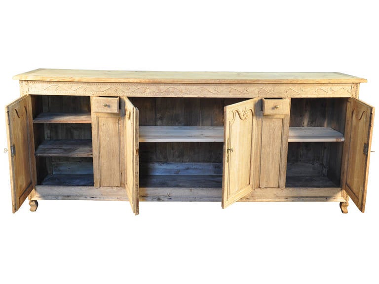 French Early 19th Century Enfilade "Dressoir" in Bleached Oak