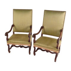 19th Century Pair of French Louis XIII Style  Arm Chairs
