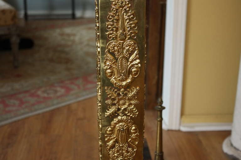 Exceptional Large French Antique Empire Style Bronze and Brass Andirons 6