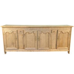 Antique French Early 19th Century Enfilade "Dressoir" in Bleached Oak