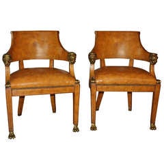 Pair of Tooled Leather Maitland Smith Armchairs