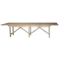 Exceptional Large 19th Century French Farm Table In Oak and Pine