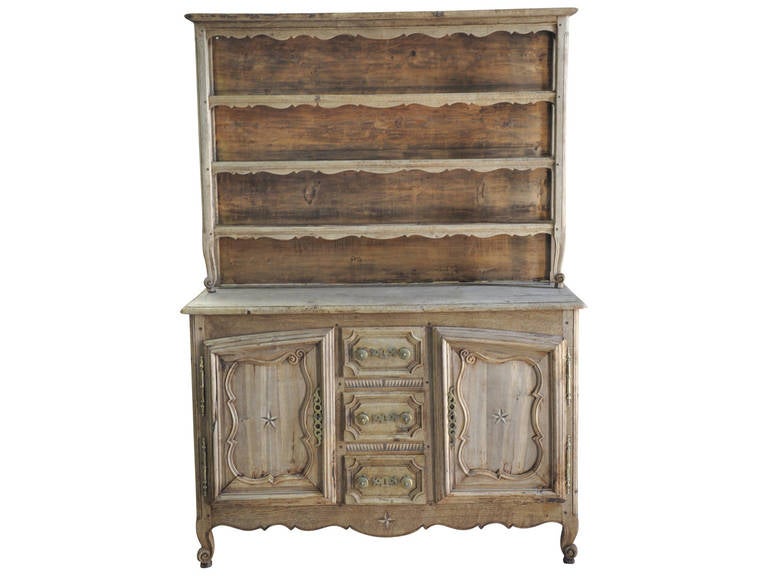 Early 19th Century French Vaisselier In Bleached Oak