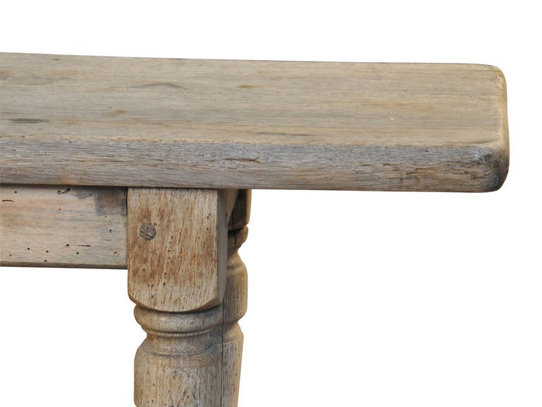 French 19th Century Bench In Bleached Oak 3