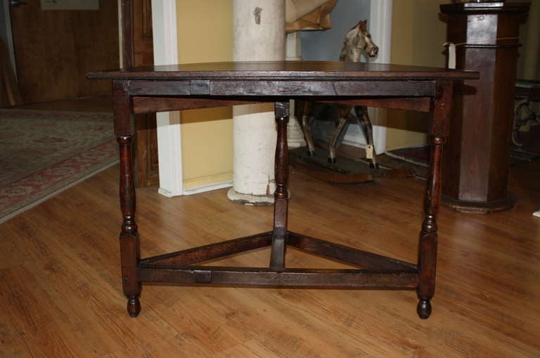 Oak 18th Century Gate Leg Table Transformed Into A Pair of Demilune Consoles