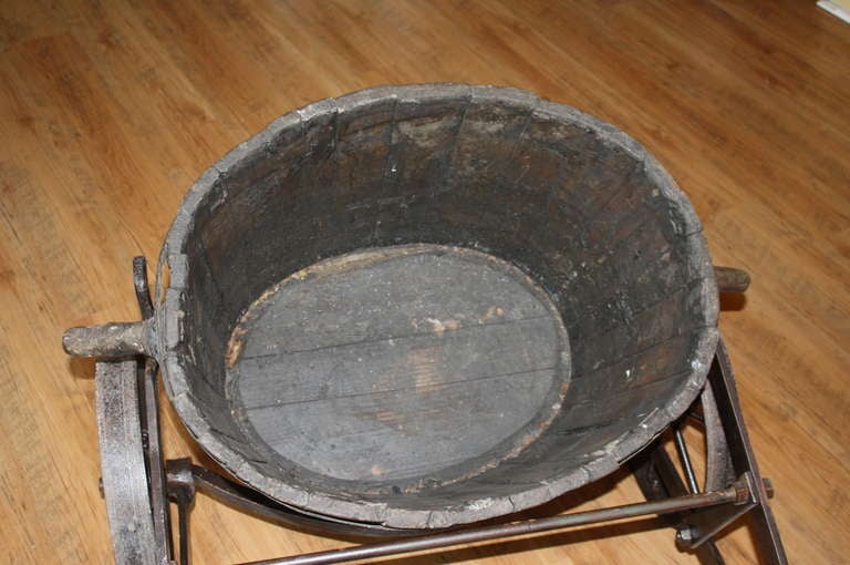 Late 19th Century French Grape Harvesting Basket with Iron Cart 5