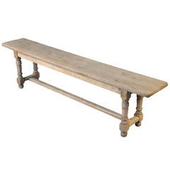 Antique French 19th Century Bench In Bleached Oak