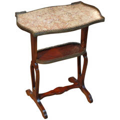 19th Century Louis XVI Style Marble Top Mahogany Side Table