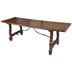 Early 19th Century Farm Table - Trestle Table In Walnut