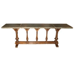 Italian Lombardi "Baluster" Console In Walnut and Zinc