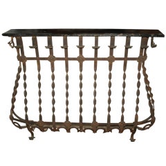 Antique French Iron Console With Marble Top