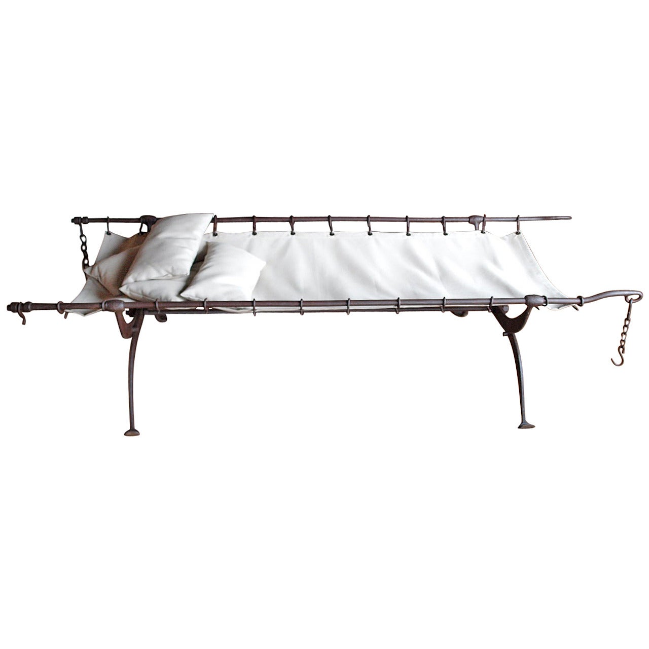 Mid 19th Century French Iron Campaign Bed