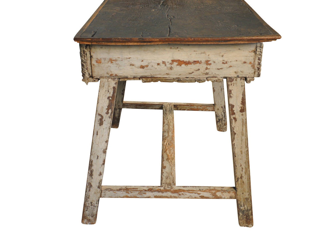 Spanish Primitive Farm Table - Work Table in Painted Wood 3