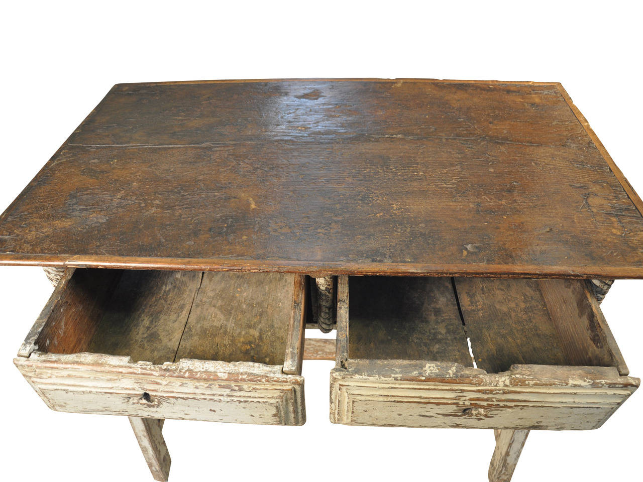Spanish Primitive Farm Table - Work Table in Painted Wood In Good Condition In Round Top, TX