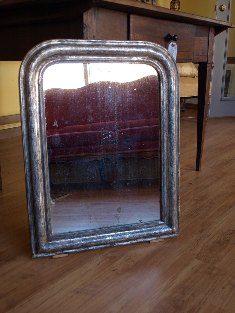 Antique Louis Philippe Style Mirror in Silver Wood