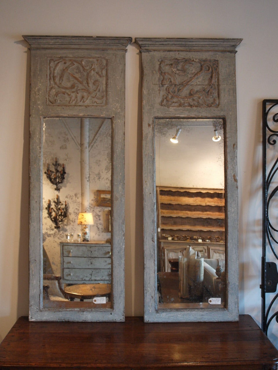 Pair of Spanish 18th Century Trumeau - Boiserie Panel Mirrors In Good Condition In Atlanta, GA