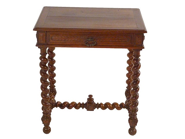 French Antique Louis XIII Style Side Table in Walnut