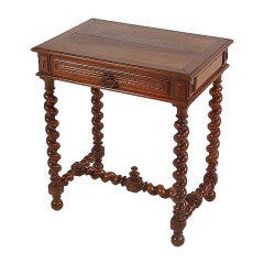 French Antique Louis XIII Style Side Table in Walnut