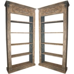 Antique Pair of French Painted Wood Bookcases