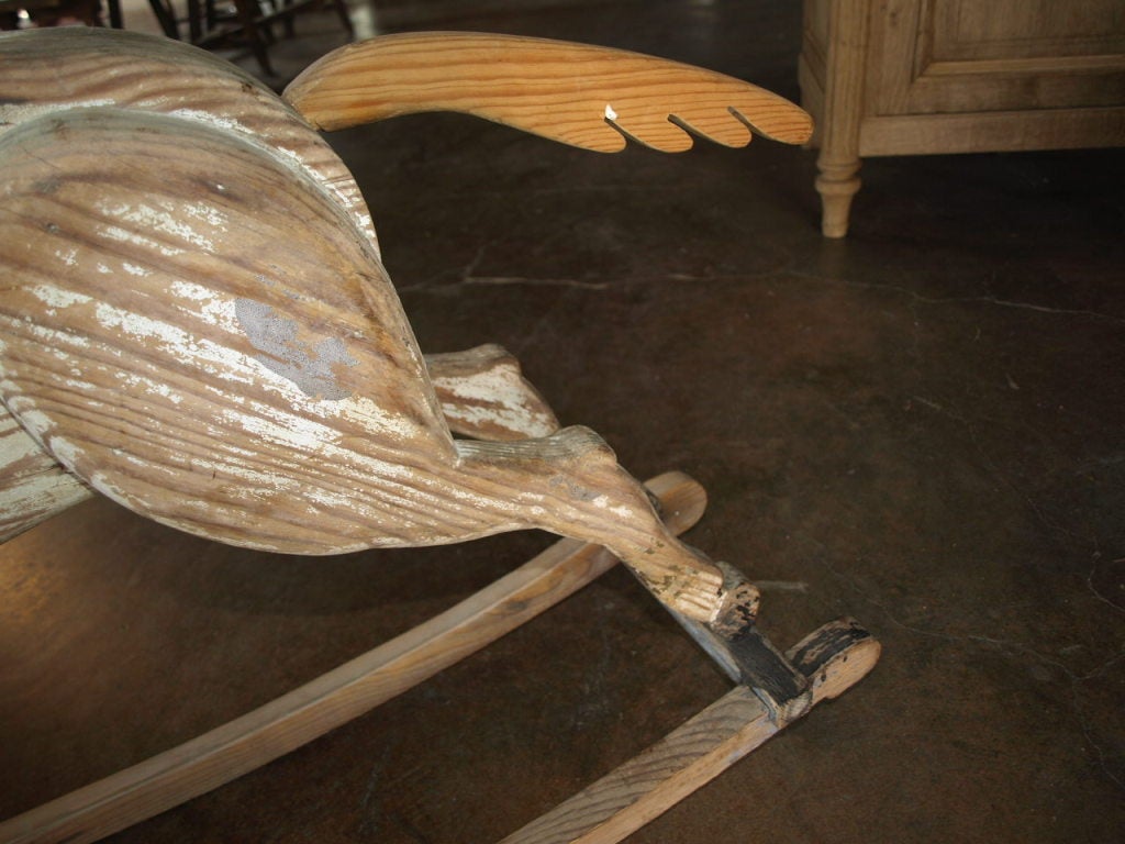 French Rocking Horse in Painted Wood For Sale