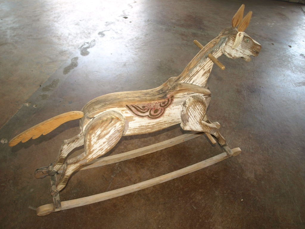 20th Century Rocking Horse in Painted Wood For Sale