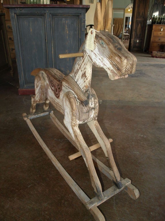 Rocking Horse in Painted Wood For Sale 1