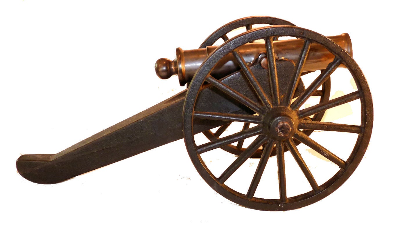 In Style of Civil War Mountain Howitzer Bronze - Iron Signal Cannon For Sale