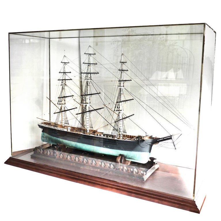 Cased Hand Made Nautical Ship Model of Famous Clipper Ship For Sale