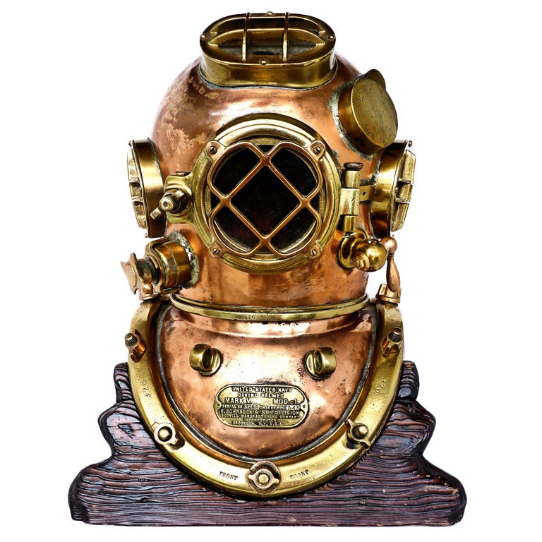 Historic Navy Diver's Nautical 1943 Schrader MK V Dive Helmet