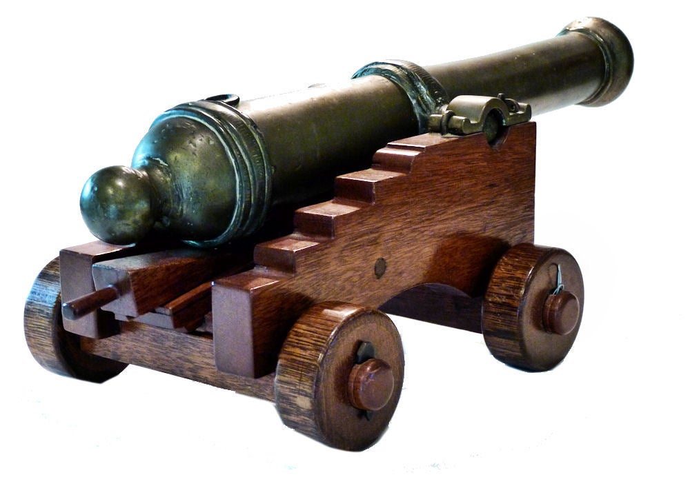 Antique Miniature Indonesian Ship's Cannon Nautical Carriage For Sale 1