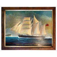 Vintage Oil on Board British Barquentine WATERWITCH Nautical Painting