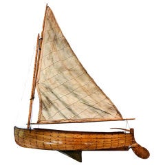 Used Scratch Built Sailing Dinghy Model  American Nautical Folk Art