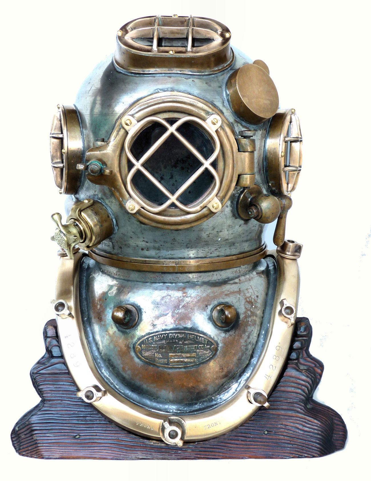 Morse Navy MK V Dive Helmet Dramatic Silver Appearance Nautical Folk Art For Sale