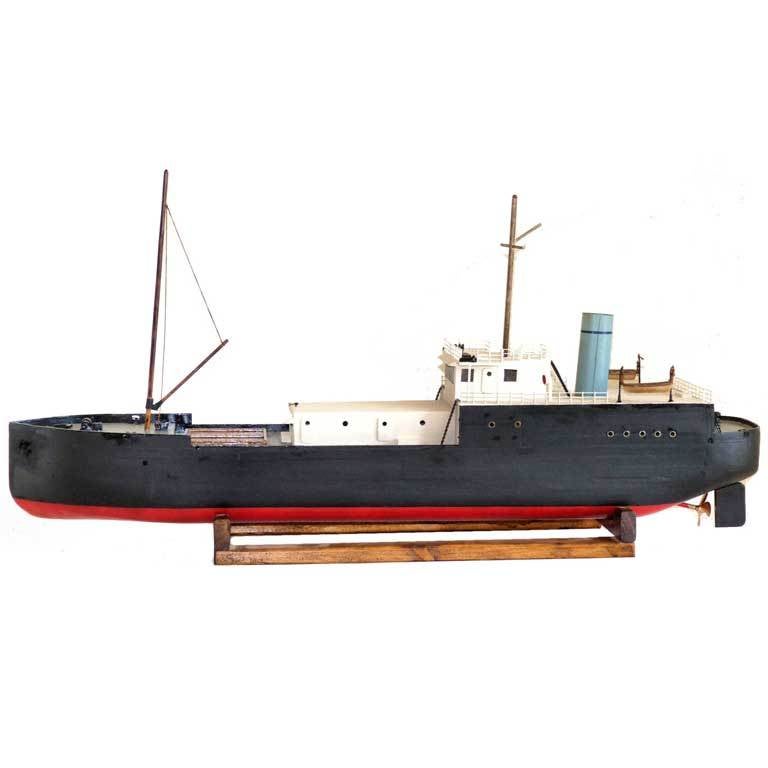 Vintage Boiler Powered Tramp Steamer Nautical Model Ship For Sale
