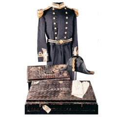 Vintage Royal Navy Officer's Full Dress Blue Uniform and Cocked Hat