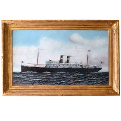 Antonio Jacobsen Unusual Dimensional Ship Portrait Nautical Folk Art