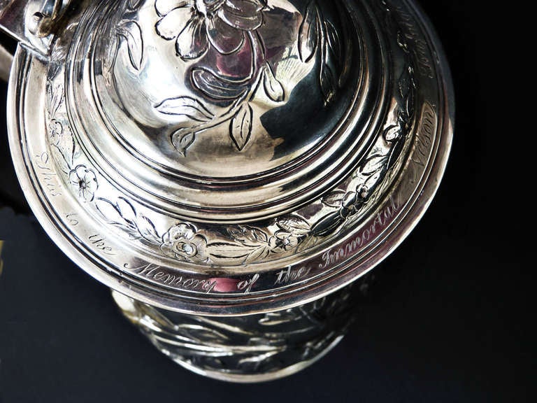 A Bateman Lord Nelson Battle of Trafalgar Silver Tankard 1805-1820 In Excellent Condition For Sale In Palm City, FL