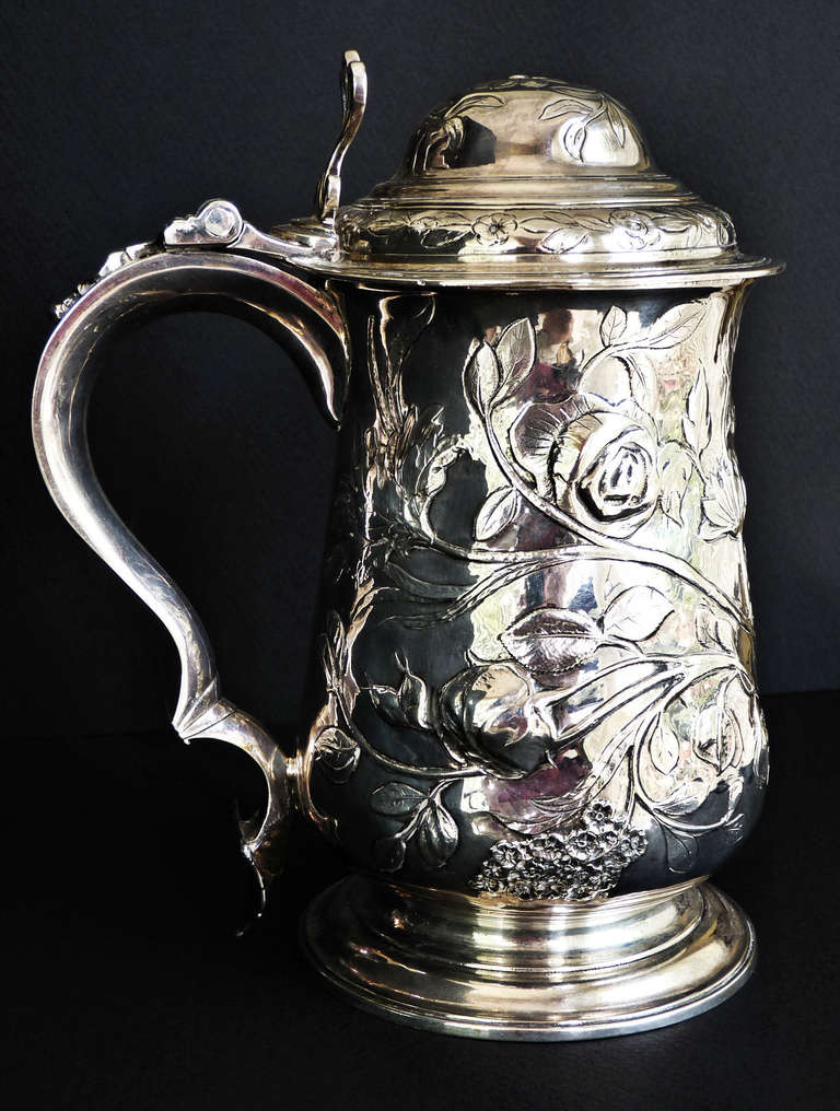 George IV Commemorative Silver Tankard Memorializing Over 200 Years of Lord Nelson's Trafalgar Victory  in 1805 

Presented is a beautifully made English silver tankard made by William Bateman I (1774-1850). Wm. Bateman I was the grandson of the