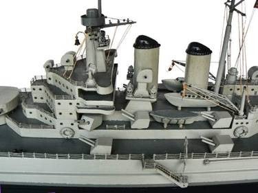 American USS. North Carolina WWII Battleship Nautical Folk Art Boat Model For Sale