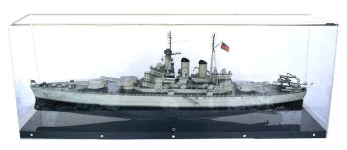 Mid-20th Century USS. North Carolina WWII Battleship Nautical Folk Art Boat Model For Sale