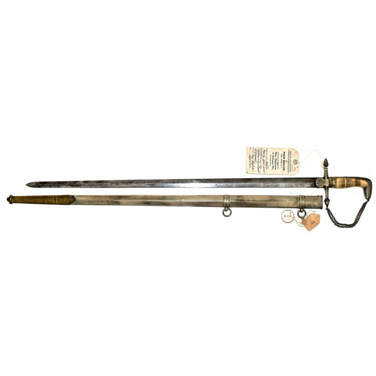 Non Regulation Officer's Sword White Brass Hilt Ca 1830-1850 For Sale