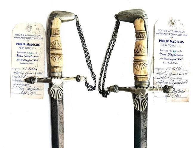 American Non Regulation Officer's Sword White Brass Hilt Ca 1830-1850 For Sale
